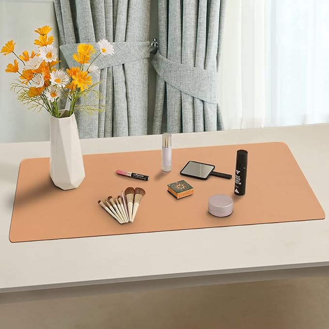 Boutilon Leather Desk Pad 30" x14",Non-Slip Mouse Pad,Office Desk Mat,Waterprooft PU Leather Desk Blotter,Desk Pad Protector,Desk Writing Pad for Home Office Decor (M-Orange Pink)