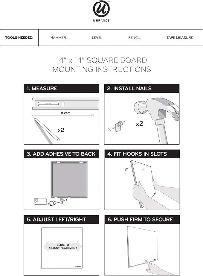 U Brands Tile Whiteboard and Bulletin Board Value Pack with Undated One Month Calendar, 14” x 14”, 2 Pieces