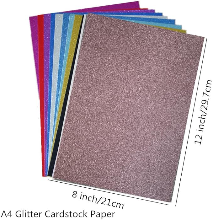Baisunt 20 Sheets Brown Glitter Cardstock Paper for DIY Art Project, Scrapbook, Birthday Wedding Party Decoration 250GSM(8x12 In, Non Adhesive)
