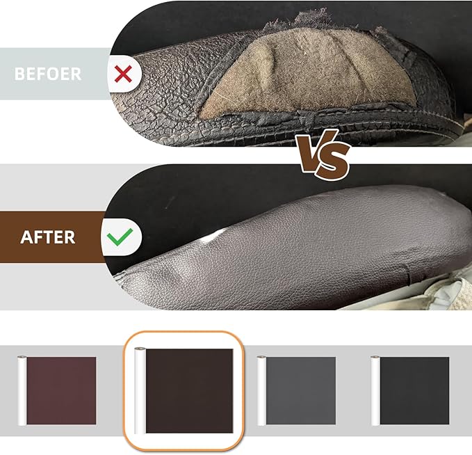 CHEIGHY Leather Repair Kit Self Adhesive Leather Repair Patch for Furniture 15.7X78.7 inch Vinyl Repair Kit for Couches Car Seats Sofa Office Chair Belt Jackets (Dark Coffee)