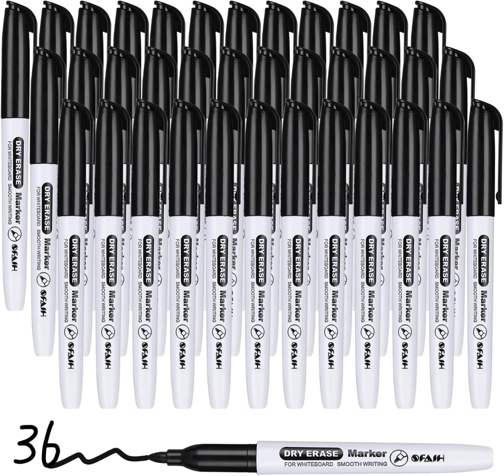 SFAIH Dry Erase Markers Whiteboard Markers - 36 Pack Black Dry Erase Marker Fine Tip For Kids Adults, Dry Erase Markers Bulk No Odor For Office Supplies Classroom Must Haves
