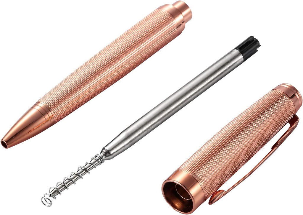 Ballpoint Pen with Gift Box for Men Women,Luxury Stainless Steel Retractable Pen Executive Home Office Use, and 2 Extra Refills Black Ink 1.0mm B2 (rose gold)