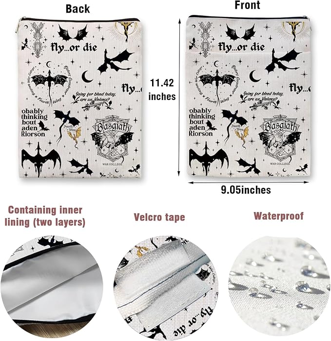 Romantasy Dark Academia Dragons Book Sleeve, Fantasy Novel Reader Gift, Bookish Gifts, Book Inspired Gift, Paperback Book Protector Book Cover Dragons Lovers Book Gifts (Dragons Book Sleeve-1104)