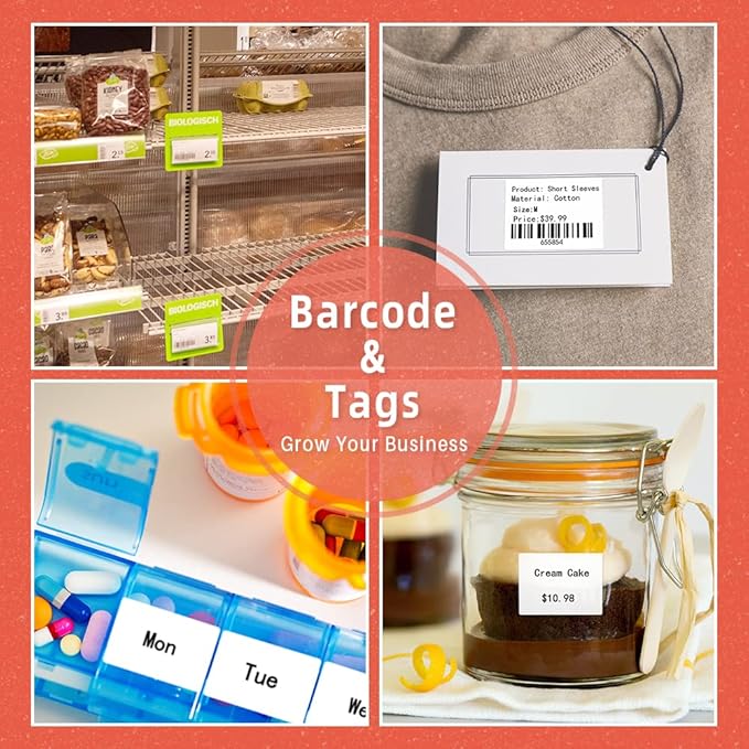 Phomemo Thermal Labels Sticker Paper, Multi-Purpose Rectangle White Self-Adhesive Tag for M110/M120/M220/M221/M150/M250 Label Maker, 1.18'' x 0.78"(30X 20mm), 320 Labels/Roll, Black on White