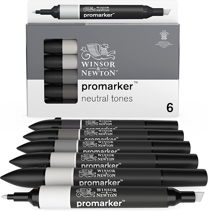 Winsor & Newton ProMarker Set, 6 Count, Neutral Tones