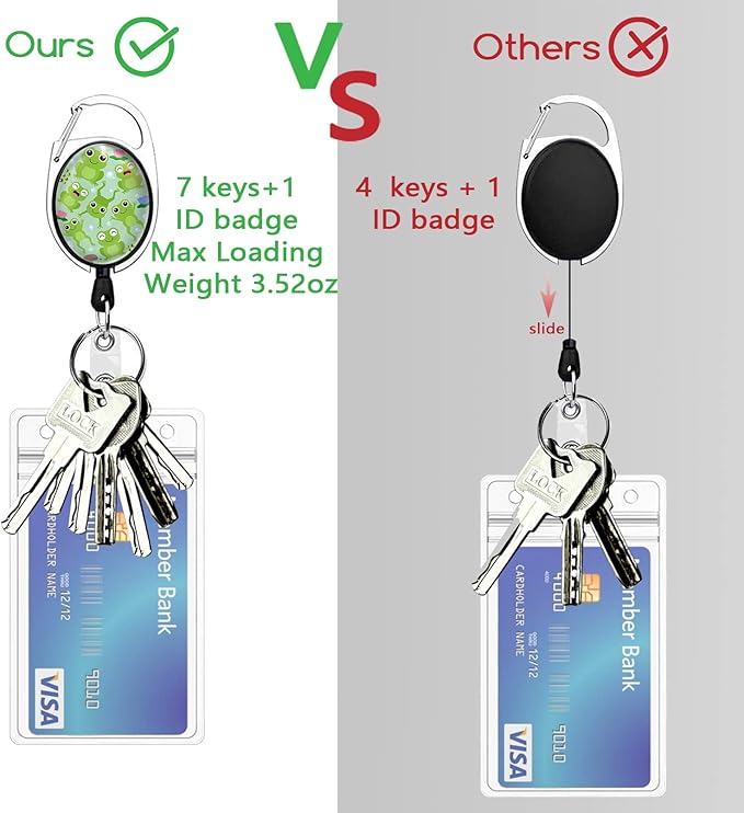 Cute Frog Lanyards for Id Badges, Retractable ID Badge Holder with Detachable Lanyard, Fashionable Badge Reel Heavy Duty with Carabiner Clip, Nurse Teacher Office Gifts