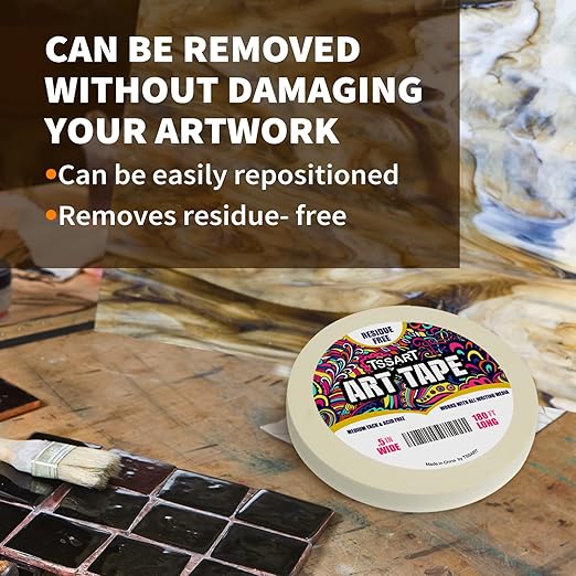 White Art Tape Medium Tack - Masking Artists Tape for Drafting Art Watercolor Painting Canvas Framing - Acid Free 1/2Inch/ 0.5inch Wide 180FT Long
