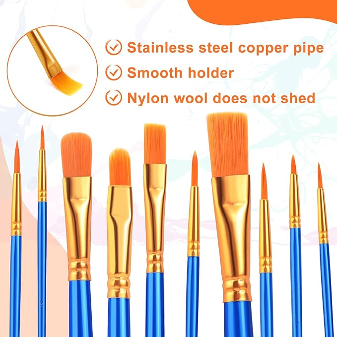 ESRICH Paint Brushes Set,2 Packs 20 Pcs Acrylic Paint Brush Set,Watercolor Oil Acrylic Nylon Hair Brushes,Artist Paintbrushes for Acrylic Oil Watercolor Painting Artist Professional Kits,Blue
