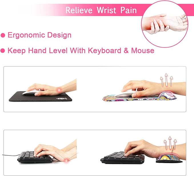 iCasso Keyboard Wrist Rest and Mouse Wrist Rest Pad, Made of Memory Foam, Ergonomic Support, Easy Typing and Relieve Wrist Pain, Perfect for Gaming, Computer, Office, Laptop - Argyll