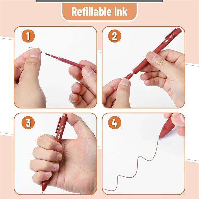 Mr. Pen- Retractable Gel Pens, 8 Pack, Unique Vintage Ink Colors Gel Pens Fine Point 0.7mm, Fast Dry Vintage Pen, Retractable Pens, Gel Ink Pens, Aesthetic Pens for Journaling Fine Tip Pens