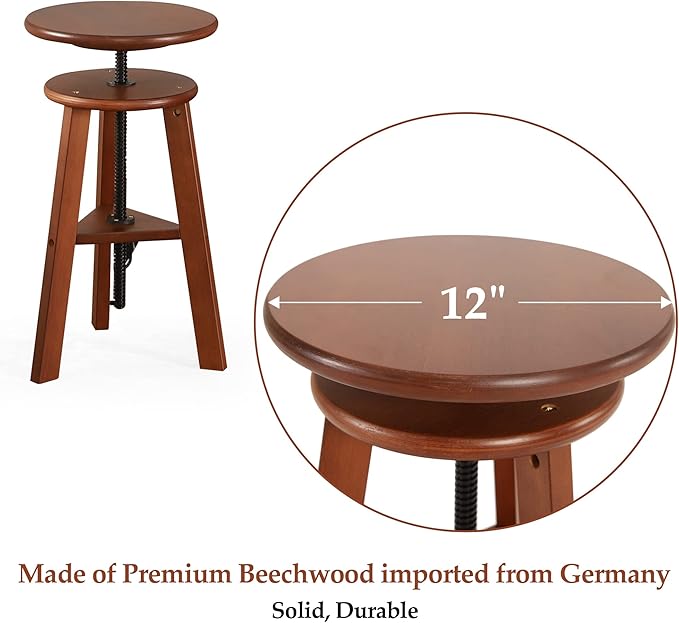VISWIN 19"-26" H Wooden Adjustable Height Stool, Beech Wood Artist Stool for Drafting, Painting Stool for Artists, Adults, Wood Chair for ArtStudio, Bar, Kitchen, Home Use, Office
