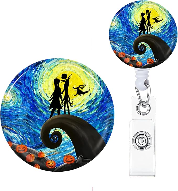 Halloween Badge Reels Holder Retractable with ID Clip for Nurse Name Tag Card Nursing for Doctor Teacher Student Employee Office Medical Work