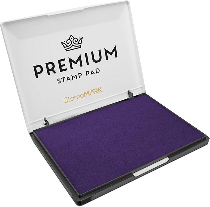 Premium Stamp Pad Extra Large Size 6" x 8" - for Traditional Rubber Stamps - Felt Pad Purple Color