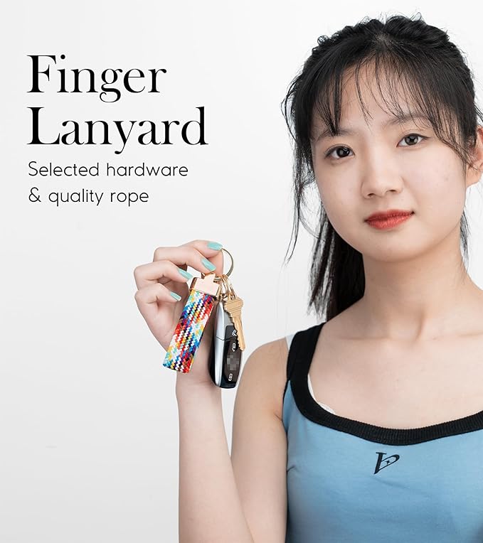 SENLLY Car Keychain, Stretchy Key Holder, Original Elastic Anti-Drop Design Finger Lanyard Strap
