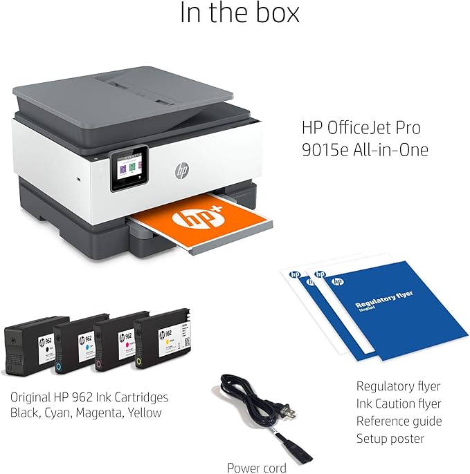HP OfficeJet Pro 9015e Wireless Color All-in-One Printer with bonus 6 months Instant ink with HP+ (1G5L3A),Gray