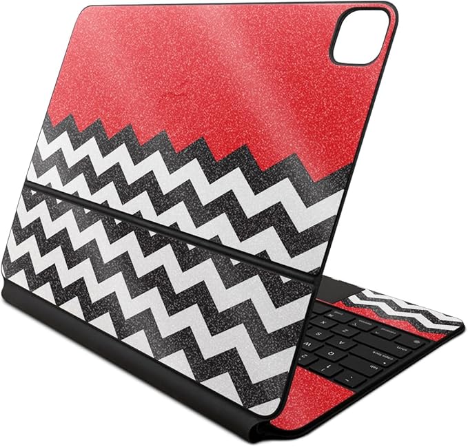Glossy Glitter Skin Compatible With Apple Magic Keyboard for iPad Air 13-inch (M2) 2024 - Red Chevron - Premium 3M Vinyl Protective Wrap Decal Cover - Easy To Apply | Crafted in the USA by MightySkins