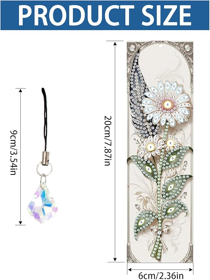 4-Piece 5D Diamond Painting Floral Bookmarks Set, DIY Craft Kit with Colorful Rhinestones, Flower Design Diamond Art Craft Bookmarks with Tassels, Ideal for Adults, Great Gift for Book Lovers