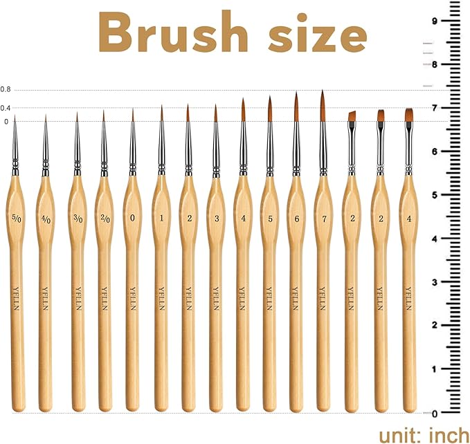 Miniature Paint Brushes, 15PCS Model Brushes Micro Detail Paint Brush Set, Fine Detailing for Watercolor, Oil, Face, Acrylic, Nail, Line Drawing, Scale Model Painting, Mandala Painting