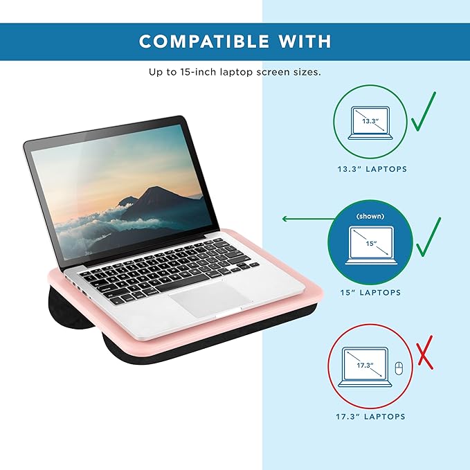 LAPGEAR Compact Lap Desk - Rose Quartz - Fits up to 15 Inch Laptops - Style No. 43104