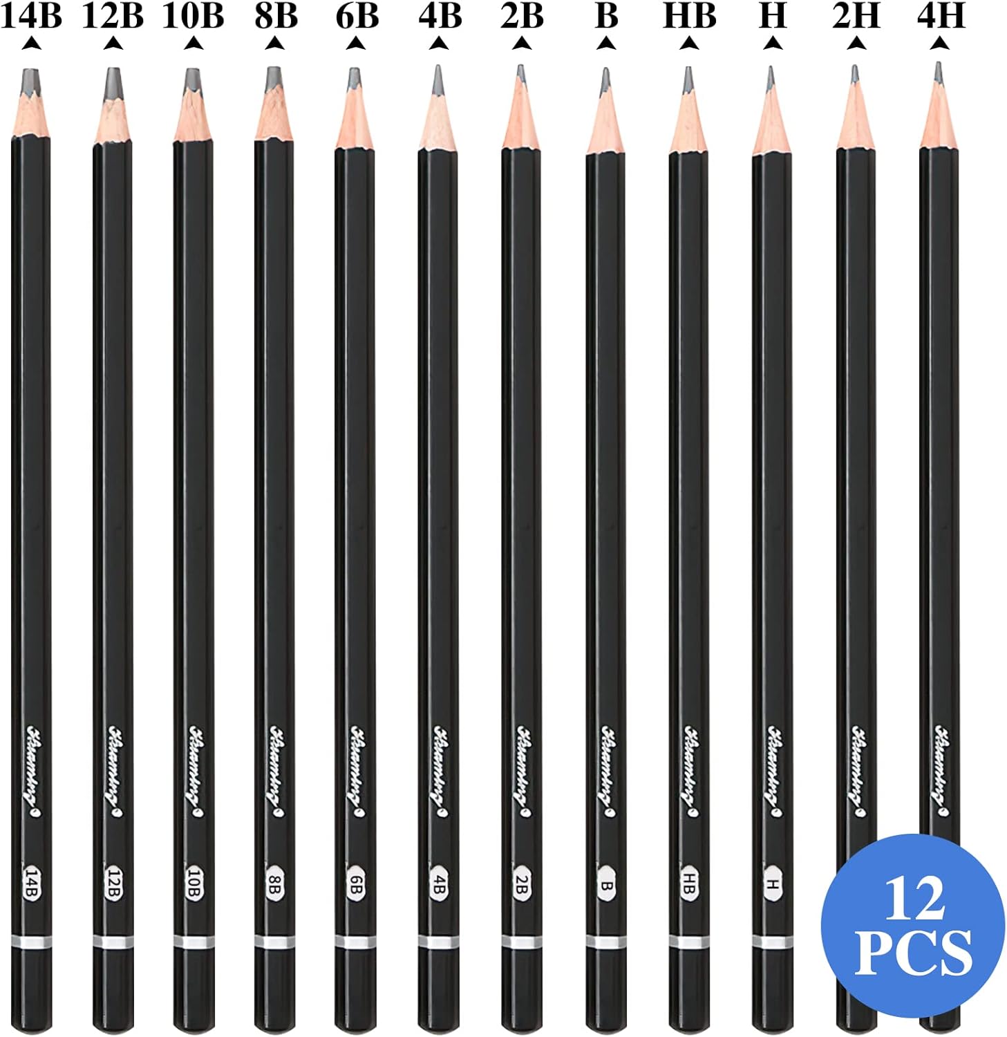 Lemical Professional Sketch pencils 12pcs/set (14B - 4H) Graphite Sketching Pencils Sketch Drawing Pencils Set for Art Drawing Shading Art Supplies