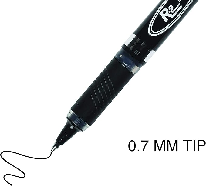 Inc. R2 Rollerball Pens - 0.7 mm Medium-Point Pen Set With Comfort Grip for School, Office, Writing, and Journaling, 12 Pack, Black Ink