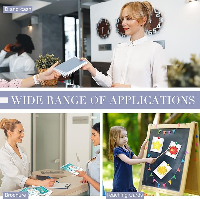 Patelai 50 Pcs 4 x 6 Passport Holder with Thumb Notch PVC Plastic Cash Budget Envelopes,clear File Envelopes Bulk,holds up to 30 Sheets, for Office Travel Storage