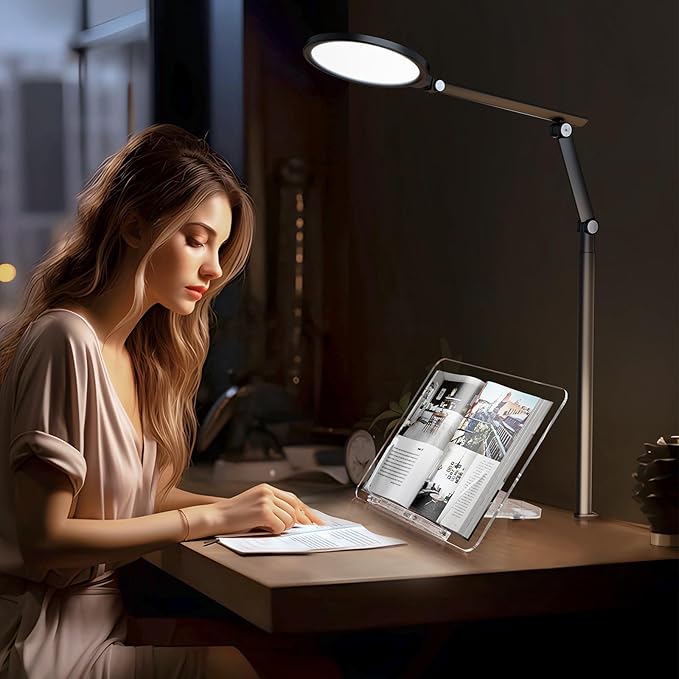 Acrylic Book Stand, UPERGO Angle Adjustable Book Display Stand,Foldable Cookbook Stand, Lightweight Book Holder for Magazines, Laptop, Recipe, Textbook