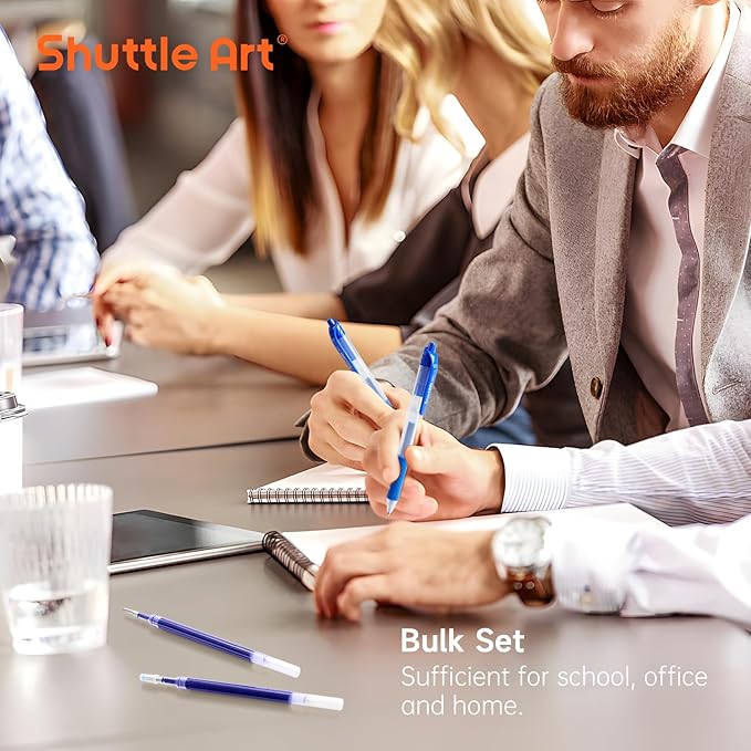 Retractable Gel Pen Refills, Shuttle Art 60 Pack Blue Rollerball Gel Ink Pens Refills, Bulk Set, 0.7mm Fine Point for Writing Journaling Taking Notes School Office Home