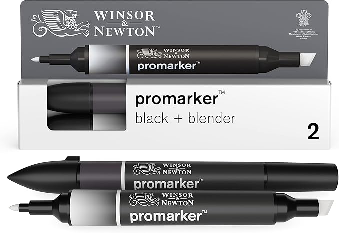 Winsor & Newton ProMarker Set, 2 Count, Black + Blender