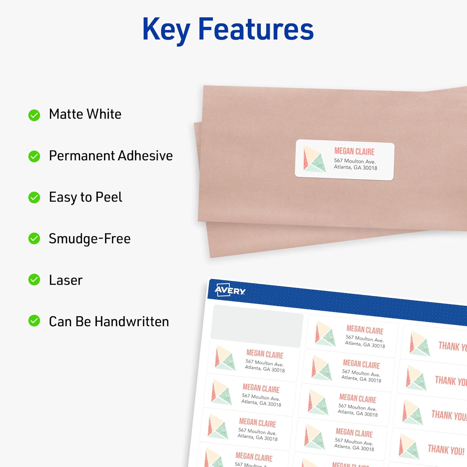 Avery Easy Peel Printable Address Labels with Sure Feed, 1" x 2-5/8" Customizable Stickers, White, 7,500 Blank Mailing Labels, Great for Mailing, Shipping, and More (45160)