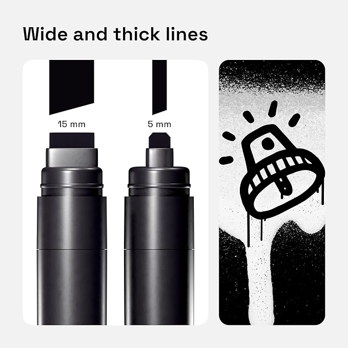 ARTISTRO 5 Black Acrylic Paint Pens, Acrylic Paint Markers Jumbo Tip, Fabric Markers for Textile, Canvas, Rock, Glass, Wood, Paper, DYI, Pens for Kids and Adults