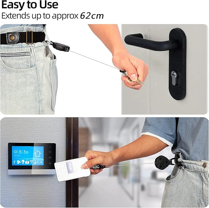 VIQWYIC 2 Pack Retractable Badge Holder Keychain, Heavy Duty Carabiner Badge Reel with Key Ring for Keys,Round