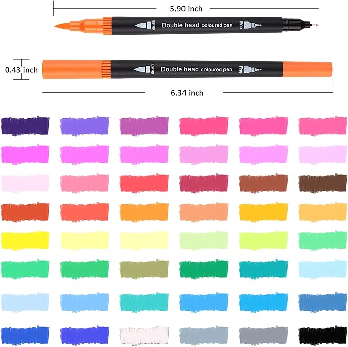 SMOOTHERPRO 48 Acrylic Paint Pens, Brush Tip (1-2mm) and 0.4mm Fineliner, Waterproof Acrylic Paint Markers for Adults Fabric Markers for Textile, Canvas, Rock, Glass, Wood, Paper, Pumpkin, DIY