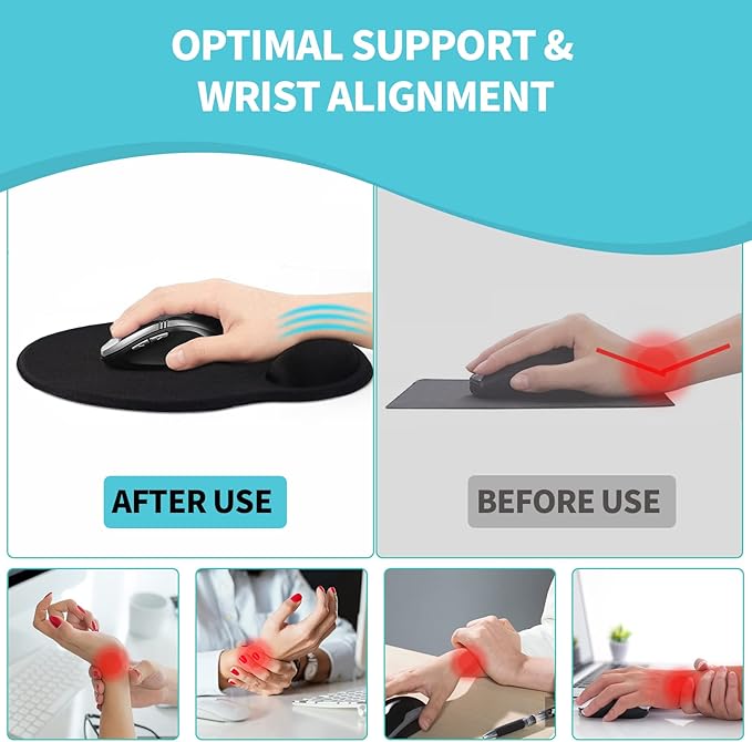 eulps Mouse Pad with Wrist Rest, Comfortable Computer Mousepad with Gel Wrist Support Smooth Surface and Non-Slip PU Base for Pain Relief, Laptop, Office & Home (Blue Marble)