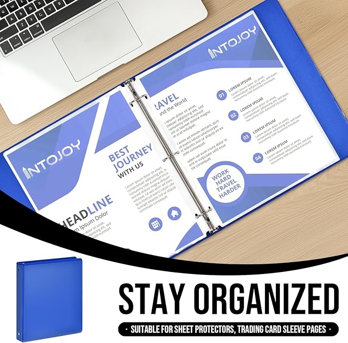 3 Ring Binder 1 Inch, IntoJoy 6 Pack Clear View 3 Hole Binder PVC-Free Fits 8.5x11 Inch Paper Flexible Round Ring Binders for School Office Home Binder Supplies (Blue)