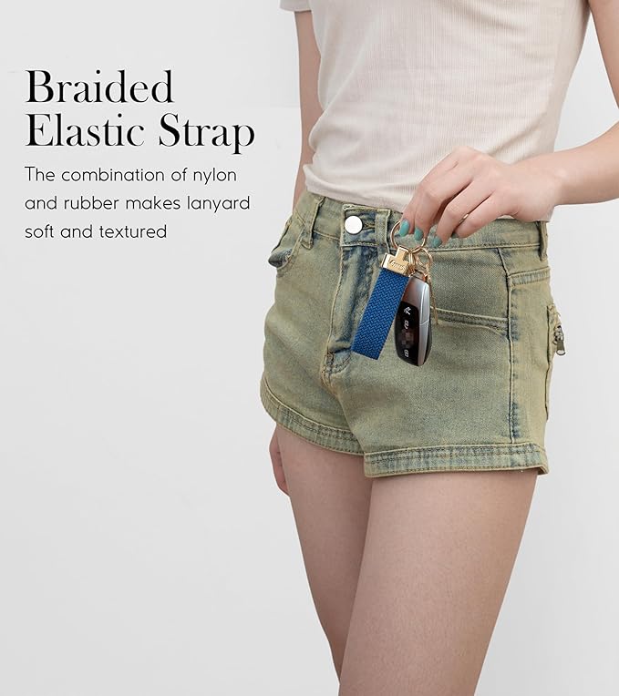 SENLLY Car Keychain, Stretchy Key Holder, Original Elastic Anti-Drop Design Finger Lanyard Strap