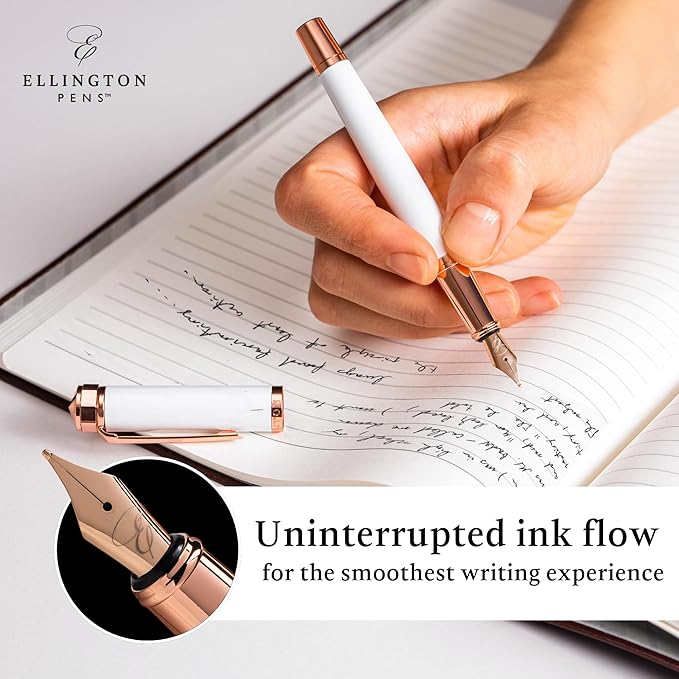 Luxury Fountain Pen Set- Fountain Pens for Writing - Smooth Extra Fine Nib - Includes Refillable Ink Converter, 3 Ink Cartridges [Black & Blue], Gift Box - Elegant Calligraphy