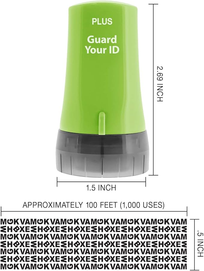 Protect Your Identity with Guard Your ID Stamp Roller - Advanced Confidential Security Tool for Personal Document Guard and Data Safeguard (Regular 3-Pack, Green)