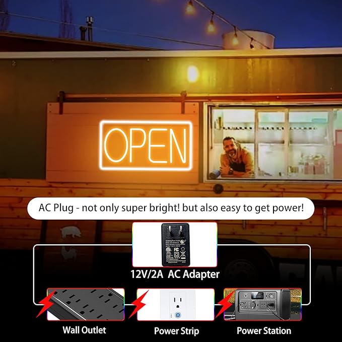 Open Signs for Business Ultra Bright LED Neon Open Signs 16 Inch Plug In Electric Light Up Open Sign with ON/OFF Switch for Business Storefront Window Glass Door Shop Florists Bar Salon Cafes Pubs