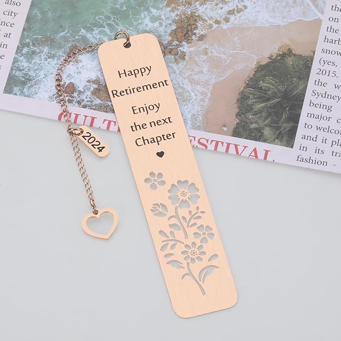 Secret Santa Gifts for Coworker, Christmas Gifts for Women 2024, Coworker Leaving Gifts for Women, Retirement Gifts for Women Men, Metal Happy Retirement Bookmark, Cool Retirement Gifts for Teacher