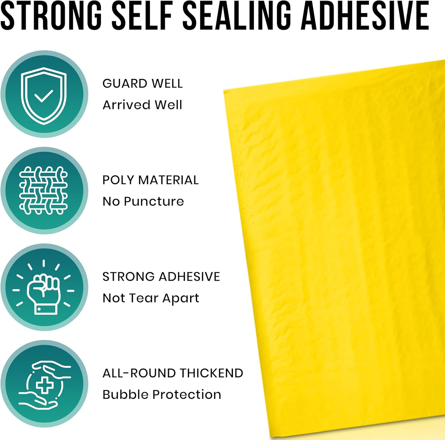 Levex - #000 4" x 8" [10 Pack] Yellow Poly Bubble Mailers, Padded Envelope Mailers, Packing Envelope & Mailing Bags for Shipping