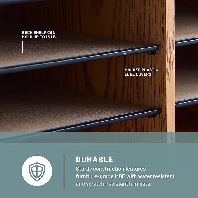 Safco Wooden Paper and Mail Organizer for Home Office and Classroom, Adjustable Shelves and Stackable