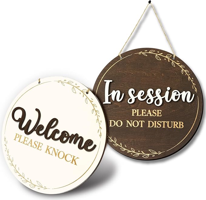 In Session Door Sign For Therapists - Please Do Not Disturb Sign For Office Door, Therapy Session In Progress Door Sign, Welcome Please Knock Sign For Door, Massage Therapy Decor
