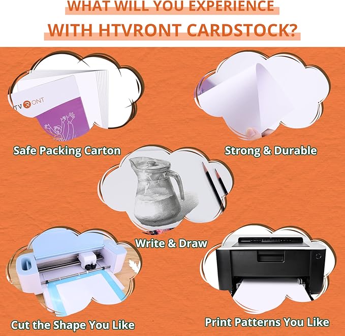 HTVRONT White Cardstock Paper Bundle - 100 Sheets Cardstock 8.5 x 11 Inch, 230 GSM Thick Cards for Cricut Machine, White Printer Paper for Scrapbooking, Crafts, Home Decoration (White/100 Sheets)