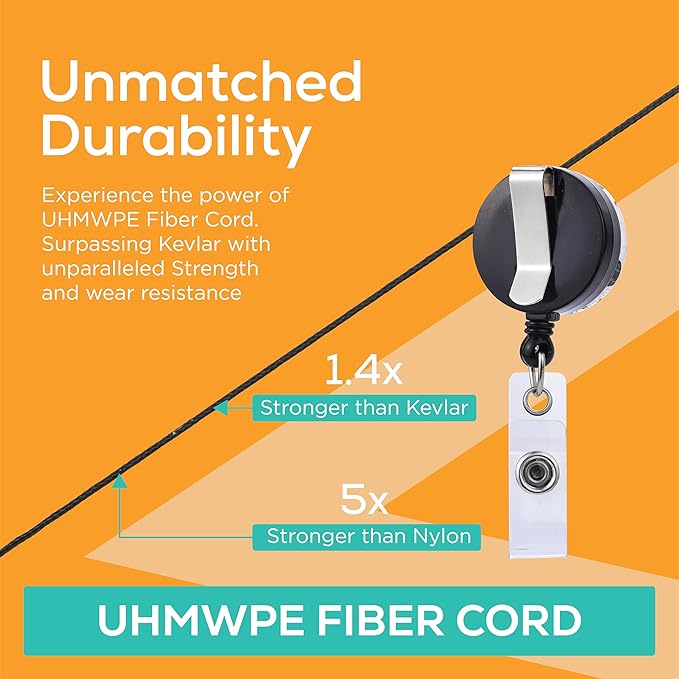 Will Well Badge Holders with Belt Clips for Securing onto Pockets and Purse Straps, with Retractable 27.5" UHMWPE Fiber Pull Cords, Strong Build with Fun Designs - 2-Pack, Cow Print