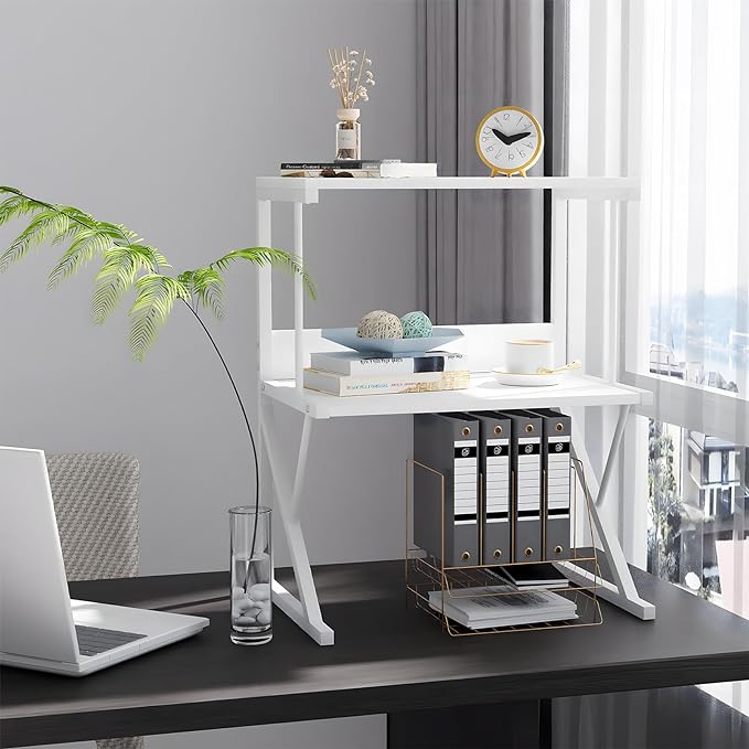 Printer StandAboxoo Printer Stand for Desk, Desktop Printer Shelf Large Printer Stands 3 Tiers Multi-Purpose Desk Office Organization Shelves for Home Office Printer Fax Book, White