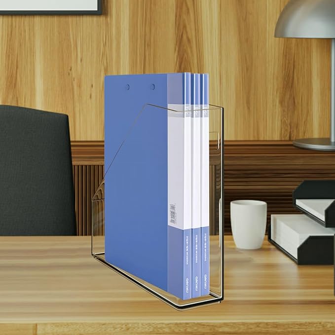 20 PCS Acrylic Magazine File Holder with Handle, Clear Magazine Rack, Vertical File Folder Organizer for Desk, Notebooks Document Storage, for Home Office, School, Workstation Desktop Organizer