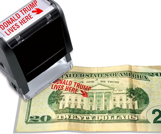 Donald Trump Lives Here Stamp, Self Inking Trump Stamp for Donald Trump Merchandise, 2024 Election Merchandise Trump Party Supplies Funny Donald Trump Gifts
