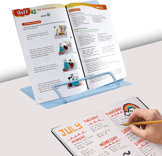 Metal Book Stand Book Holder Book Stand for Reading Adjustable Book Holder for Reading (Full Blue)