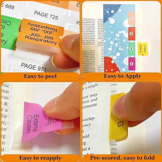 Index Tabs for AAPC Version ICD-10-CM 2025 (Book not Included), The Complete Official Codebook, 56 Color Coded Clear PVC Laminated Tabs, Bookmarker, 50 ICD-10 Coding Guidelines Tabs 6 Blank Tabs